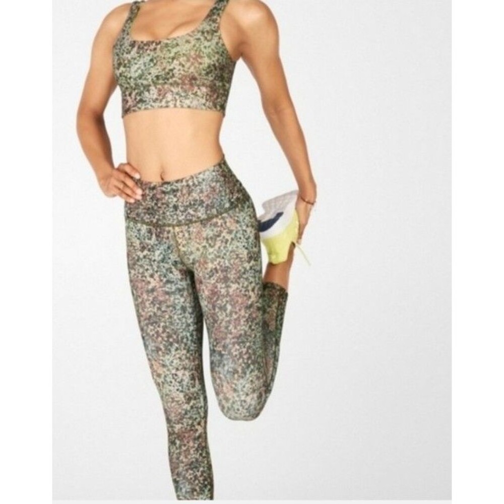 Fabletics 2 piece athletic set - leggings and sports bra earthly print